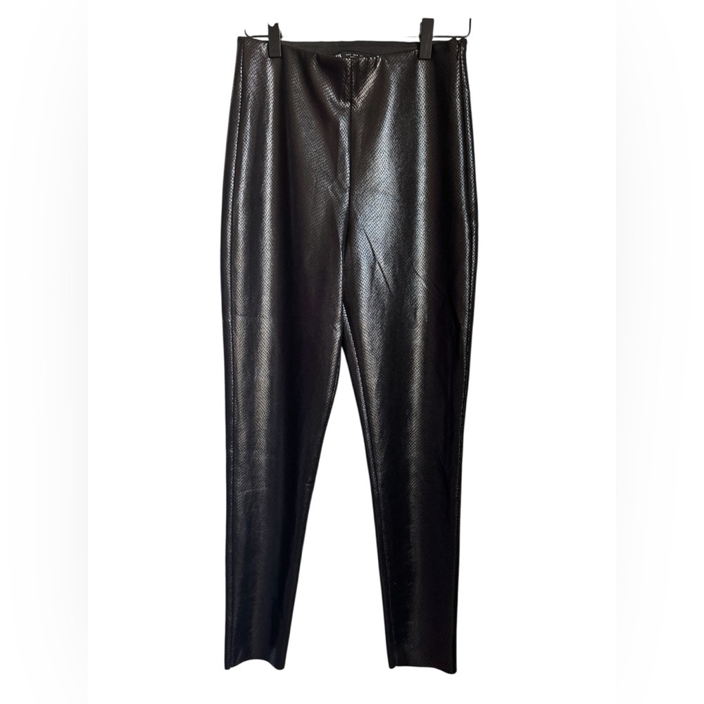 Zara Black Snake Print Faux Leather Pants